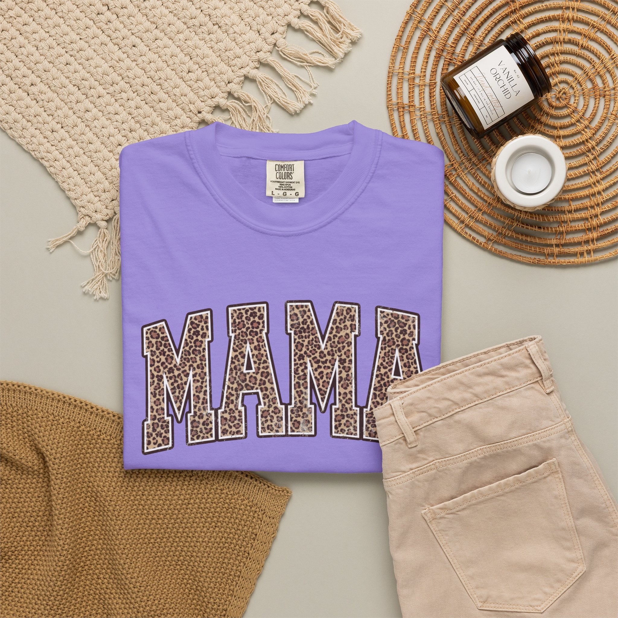 Mama Leopard Print T-Shirt - Graphic "MAMA" Women's Casual Tee