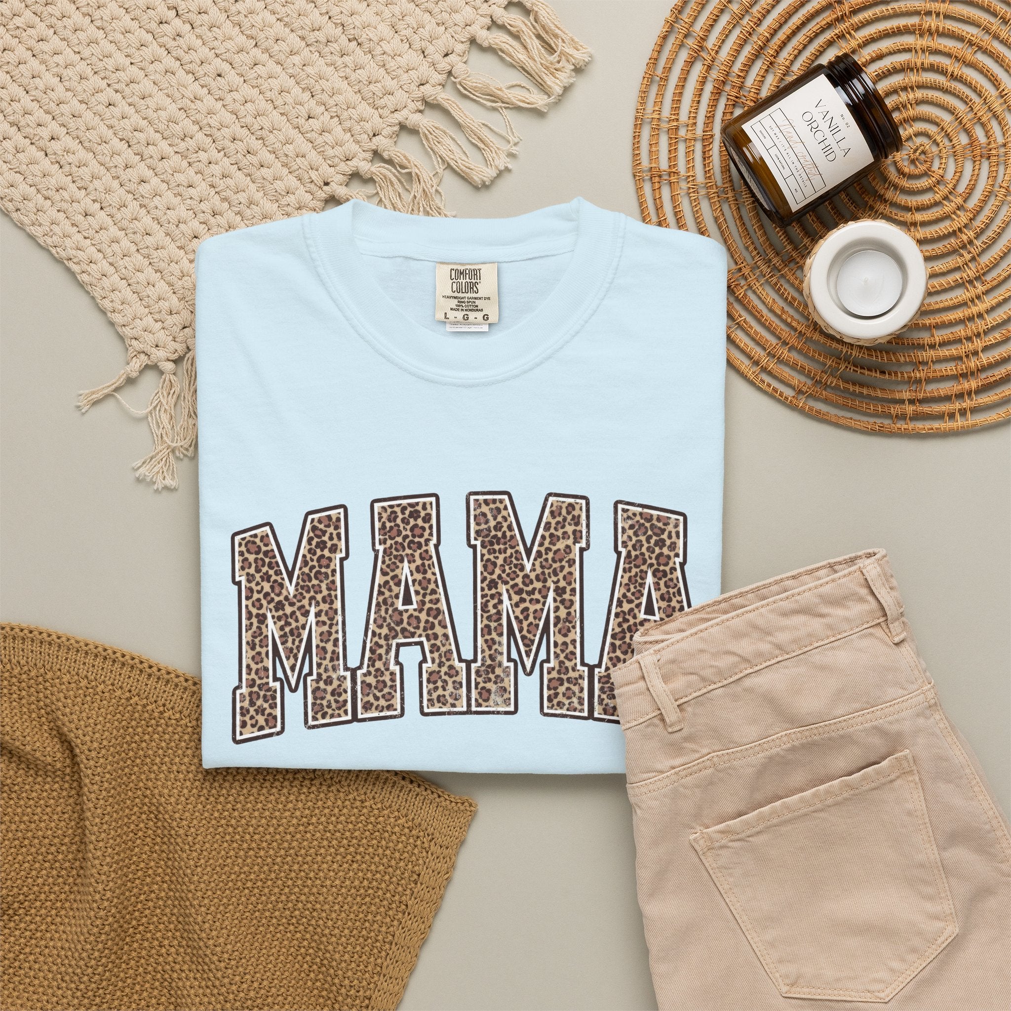 Mama Leopard Print T-Shirt - Graphic "MAMA" Women's Casual Tee