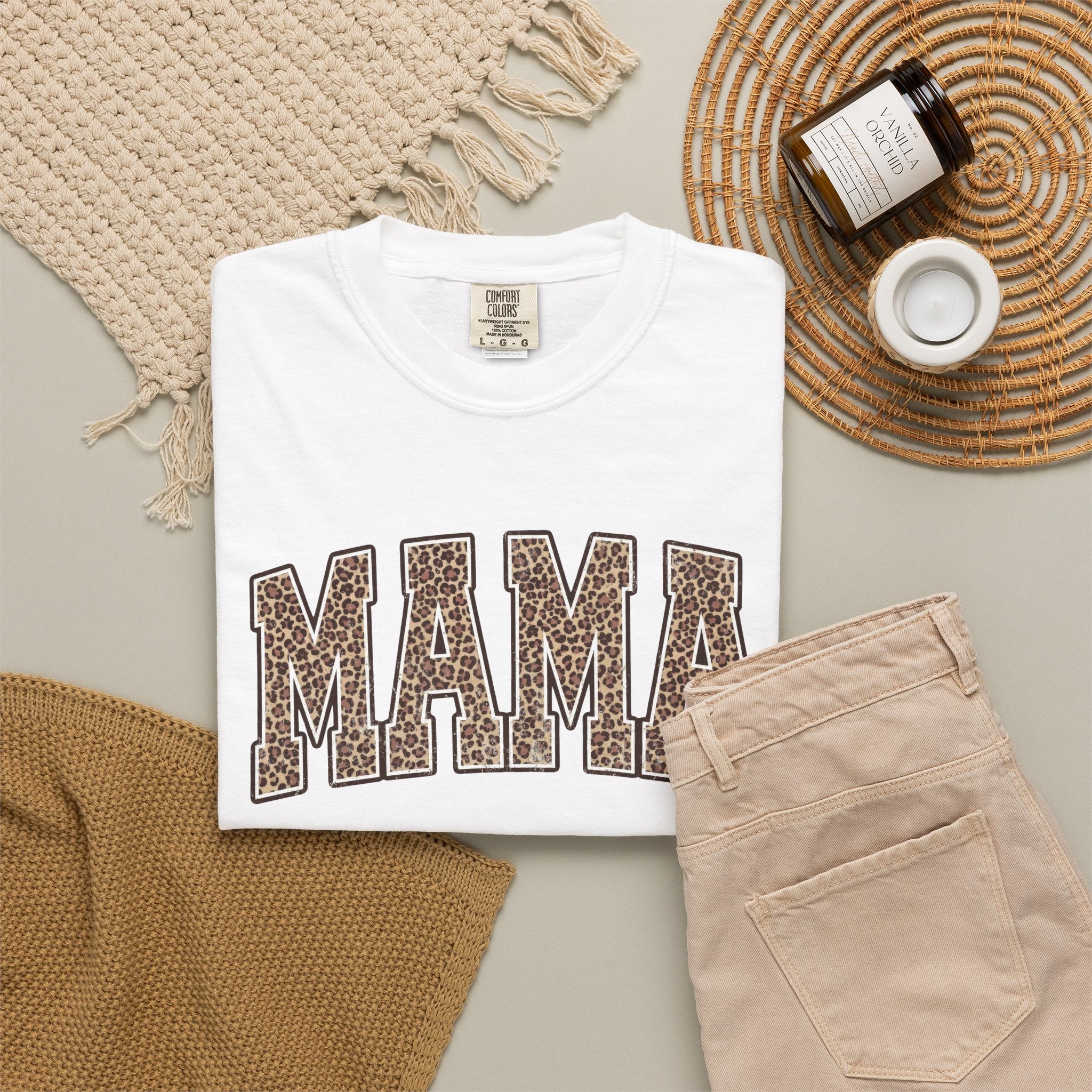 Mama Leopard Print T-Shirt - Graphic "MAMA" Women's Casual Tee