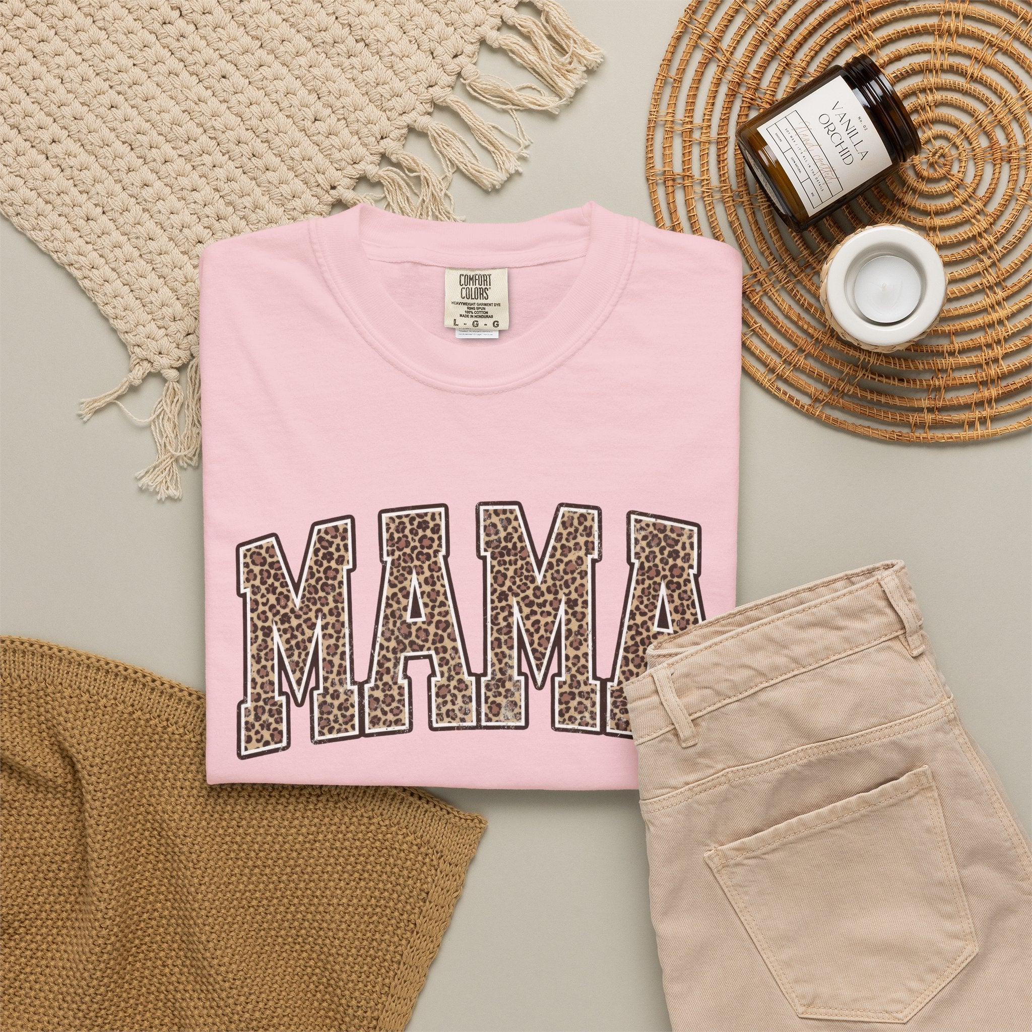 Mama Leopard Print T-Shirt - Graphic "MAMA" Women's Casual Tee