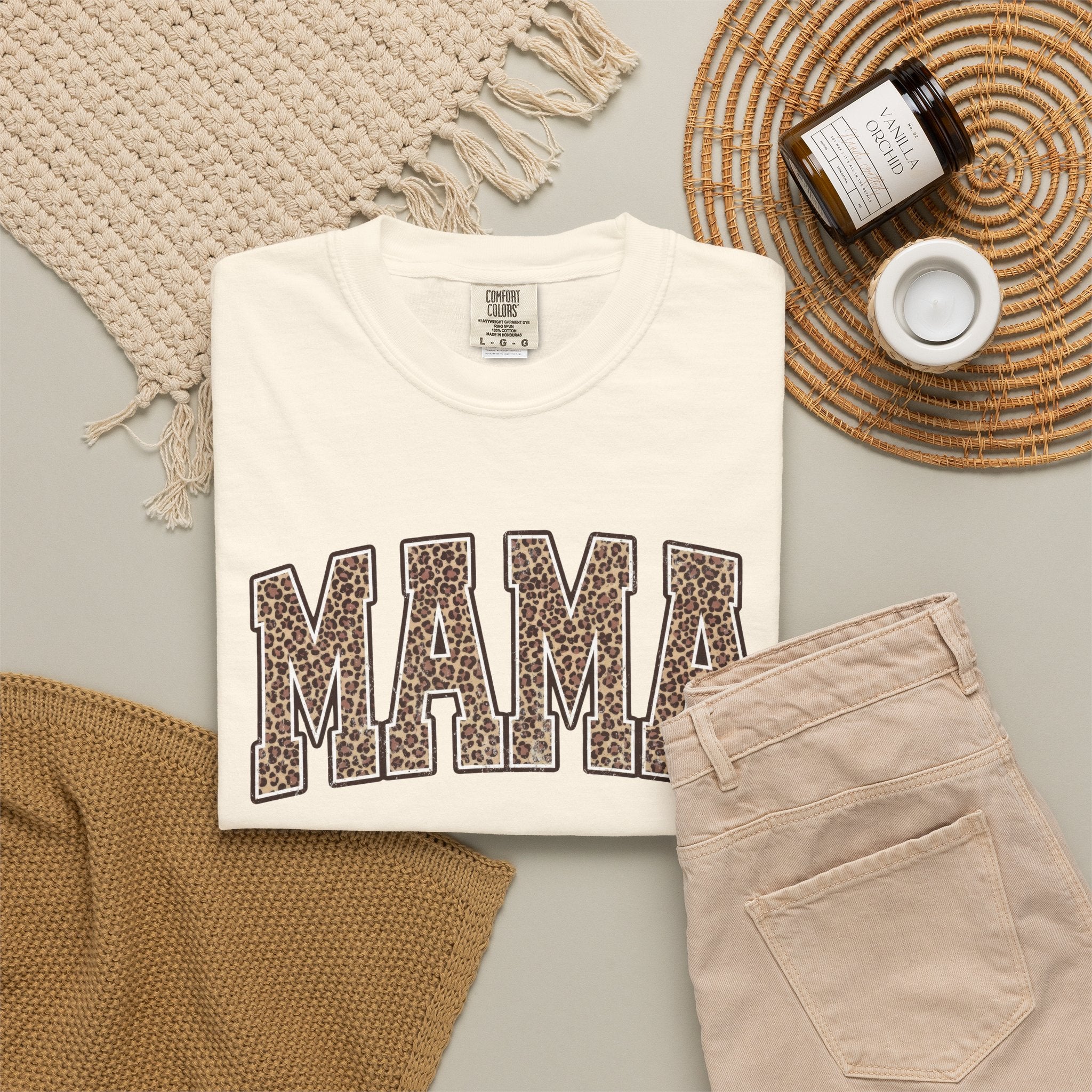 Mama Leopard Print T-Shirt - Graphic "MAMA" Women's Casual Tee