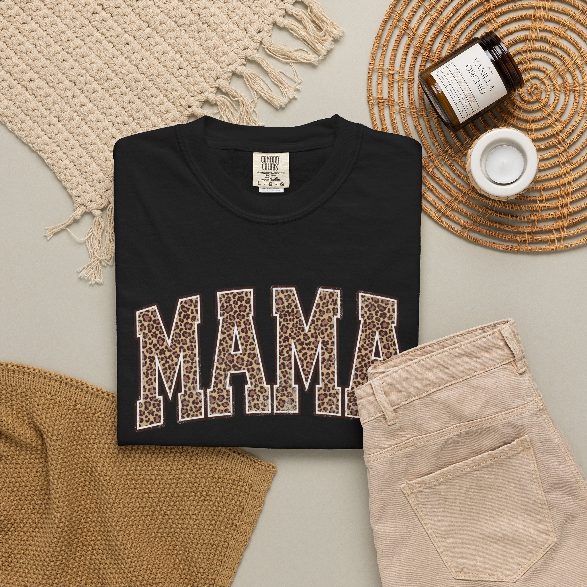 Mama Leopard Print T-Shirt - Graphic "MAMA" Women's Casual Tee